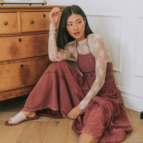 Free People Boho Mind Over Matter Midi Dress in Burnt Sienna Size Medium - Picture 16 of 16